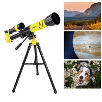 Vaikams Profesinis kosmoso astronominis teleskopas su trikoju Lauko monokuliaras su priartinimu Žiūronas Vaikams Edukacinis dovanų žaislas geltona