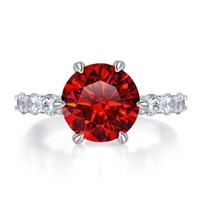 Bague Ringen 2024 m. Naujas 925 sidabro 5 karatų fejerverkų pjūvis „Aurora Six Claw“ žiedas turtingos moters senjorams 5ct（No.5） granatas