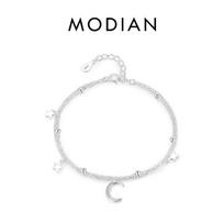 MODIAN 925 Sterling Silver Bead Stars And Moon Bracelets Trendy Double Layer Link Chian For Women Fine Jewelry Birthday Gifts sidabras