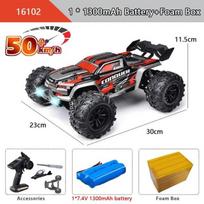 Naujas 50KM/H 4x4 nuotolinio valdymo automobilis su LED apšvietimu Visureigis 4x4 didelės spartos „Drift Monster Truck“ lenktyninis automobilis be šepetėlių, skirtas vaikams ir suaugusiems, žaislai, dovana 1 battery raudona