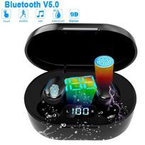 TWS belaidės „Bluetooth 5.0“ ausinės „HIfi Stereo Sport“ vandeniui atsparios ausinės triukšmą slopinančios ausinės su įkrovimo dėžute juoda