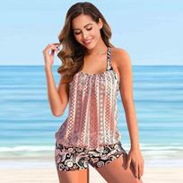 Moteriškas maudymosi kostiumėlis su petnešėlėmis, mėlynas, su nėrinių raštu, bikini, tankini 5XL