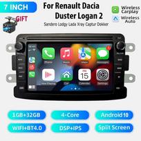 „Android“ automobilio radijo galvutė, skirta „Renault Dacia Duster Logan 2 Sandero Lodgy Lada Xray Captur Dokker“ daugialypės terpės vaizdo grotuvo navigacijai „GPS Carplay“ 7 Inch,2+32GB