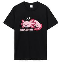 Cute Axolotl Lover Mexican Salamander Relaxolotl T-Shirt Cartoon Aesthetic Clothing Graphic Tee Tops Unisex Cotton Tshirt L