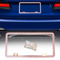 Automobilio valstybinio numerio rėmelis, laikiklis, su cirkoniais, JAV transporto priemonėms, laikiklis rožinė