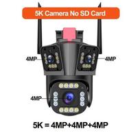Nauja 5K 12MP apsaugos kamera WiFi 10x priartinimas lauko trijų objektyvų PTZ CCTV monitorius 2K automatinio sekimo apsauga trijų ekranų stebėjimas EU Plug