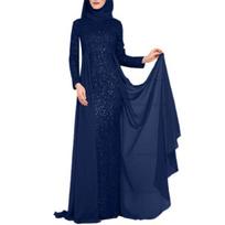 Moteriški apatiniai sijonai plius dydžio O formos iškirpte ilgomis rankovėmis aukštu juosmeniu, siūlais susiuvami moteriški elegantiški blizgantys blizgučiai Bodycon vakarėlis maxi suknelė 4XL juoda