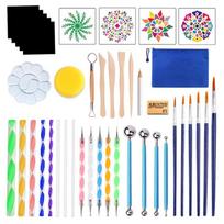 38 vnt Mandalos taškavimo įrankių tapybos rinkinys su užtrauktuku laikymo maišeliu, skirtu dažyti akmenis, mandalos meną 38 Piece Set