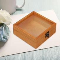 Medinė dėžutė daiktams, gėlių dekoratyvinė, saldainių indas, medinė atminimo dėžutė stalo puošmenai glass lid 18x18x12cm