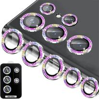 Glitter Diamond fotoaparato objektyvo apsauga, skirta Samsung Galaxy S23 Plus S24 Ultra S23Ultra S24Ultra Metal Ring grūdinto stiklo dangtelis For Galaxy S23 įvairiaspalvis