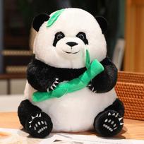 Mielas Sėdintis Panda Plušinis Žaislas Laikantis Bambuką Geriantis Pieno Arbatą Panda Lėlė Laikanti Gėles Panda kaip Vaiko Dovana 22cm