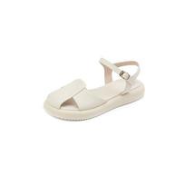 Krazing Pot Microfiber Round Toe Low Heels Summer Flat Platform Concise Design Women Leisure Sandals 34 dramblio kaulas