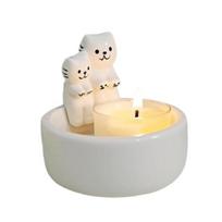 Ceramics Couple Cat Tea Candle Holder Living Paws Kitten Warming Scented Candle Candlestick Room Bathroom Desktop