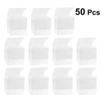 50 vnt. skaidrios dovanų dėžutės žvakių pakuotės dovanų dėžutė 5 * 5 * 5 cm PVC vestuvių saldainių dėžutė vestuvių vakarėlio reikmenų dovanų pakuotė 5x5x5cm