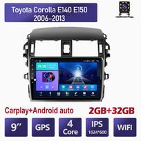 9 colių Android Carplay Toyota Corolla E140/150 2006-2013 automobiliui, automagnetola, multimedijos grotuvas, GPS navigacija, Wi-Fi, 4+64GB 2+32GB