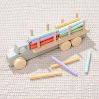 Medinis Montessori žaislas Geometrijos rinkinys su stulpeliais Kūdikio mokomieji žaislai Priekaba Vaikų mokymosi žaislai kognityviam formų suderinimui gray