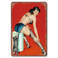 Sexy Girl Pin Up Girls Plokštelės Vintažinės metalinės skardos lentelės Cola Beer Lėktuvas Metalinis Plakatas Retro barui Pub Club Namų siena Art Dekoras 20x30cm