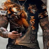 Animal T-Shirts For Men 3D Wolf Printed T Shirt For Man's Tops Tees Street Short Sleeve Oversized Tiger T-Shirt Men's Clothing S