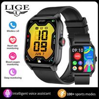 2024 LIGE Bluetooth Call Vyriški išmanieji laikrodžiai Moteriški rankiniai laikrodžiai Sporto laikrodis vandeniui atsparus išmanusis laikrodis, skirtas Android iOS silicone strap juoda