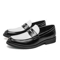 Balti odiniai vyriški batai Mada Slip On Loafers Yuppie Brogue Batai Vyrams Britiškas Stilius Formalūs Odiniai Vyriški Lakiniai Batai 44 juoda