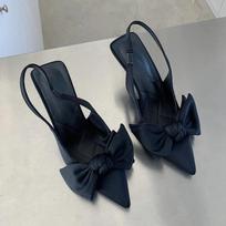 Moteriški sandalai su šlaitu aukštakulniai batai madingi, smailūs moteriški elegantiški aukštakulniai 43 juoda