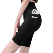 „Shark Sport“ antblauzdžiai elastinės aukšto juosmens Slim Fit Yoga fitneso kelnės Vienspalvės kelių ilgio šortai Vasarinės plonos pėdkelnės su kišene L pilka