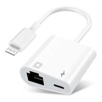 Tpye-C Lighting iki RJ45 Ethernet OTG adapterio LAN laidinio tinklo kabelis / šakotuvas su įkrovimo prievadu, skirtas iPad iPhone 14 13 12 11 Pro Max samsung xiaomi redmi Lighting balta