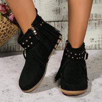 Madingi moteriški vintažiniai batai Suede ankle boots su kutais Moteriški batai Žieminiai batai Moterims Šoninis užtrauktukas Laisvalaikio batai Apvalus pirštas Moteriški sniego batai 36 juoda