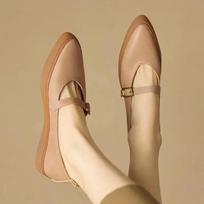Fashion 2025 New Leather Mary Jane Platform Shoes Women Fashion Belt Buckle Design Thick Bottom Casual Shoes for Women Comfort Flats 35 šviesiai ruda spalva