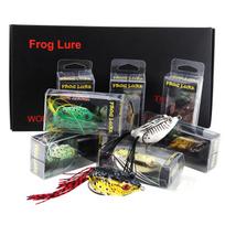 Bass Fishing Lure 9vnt Silikoninis Varlių žvejybos masalas 3D Eyes Tuščiaviduriai Kūno Varlė Topwater Soft Baits Masalas 9 Pcs