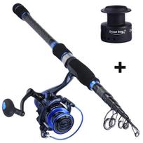 Teleskopinė anglies verpimo meškerė su 13+1 BB spiningo ritėmis, nešiojamomis kelioninėmis meškerės ritės kombinacijomis 2.1M Rod&ZM3000 Reel