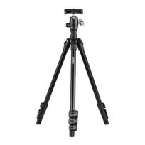 Q160H Nešiojamas fotoaparato trikojis Horizontalus tvirtinimas Profesionalus kelioninis trikojis su 360 laipsnių juoda