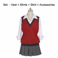 Anime Cosplay Kostiumas Kakegurui Obsesinis lošėjas Midari Ikishima Japonija Mokyklos JK Uniforma Liemenė Suknelė S