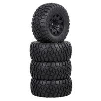 4 vnt 110 mm 1/10 RC lengvųjų automobilių sunkvežimių trumpo kurso sunkvežimių visureigių padangos RC ratai, suderinami su 1 juoda