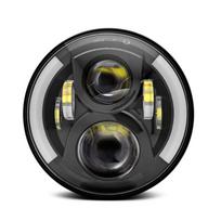 12V/24V motociklo LED priekinių žibintų apvalus retro posūkio signalo lemputė 7 colių priekinių žibintų keitimas juoda