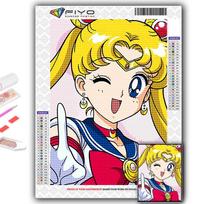 „Pasidaryk pats“ 5D deimantų tapybos „Sailor Moon“ kryžminio dygsnio rinkinys, viso gręžimo siuvinėjimo mozaikos menas Kalnų krištolų paveikslėlis, dovana Full Square 20X30CM black