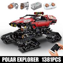 MOLD KING techninis visureigis elektrinis automobilis Polar Exploer automobilio modelis vikšrinis sunkvežimis MOC plytos žaislai vaikams kalėdinės dovanos raudona