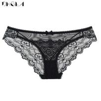 DKGEA Sexy Underwear Lace Kelnaitės Žemo aukščio permatomos moteriškos kelnaitės L juoda