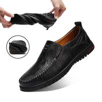 Natūralios odos vyriški avalynė Laisvalaikis Slip On Formal Loafers Vyriški mokasinai Itališki juodi vyriški vairavimo batai 37 juoda