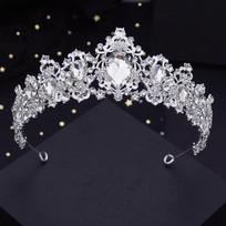 Karališkosios karalienės nuotakos karūna Sidabrinės spalvos Tiaras nuotakos galvos apdangalas Gimtadienio vakarėlis Vestuvės Plaukai Papuošalai Galvos aksesuarai sidabro baltos spalvos