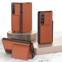 „Samsung Galaxy Z Fold 4 3“ dėklas su „S“ rašiklio laikikliu, kreditinės kortelės laikiklio lankstų apsauga, odinis piniginės dėklas, skirtas Galaxy Z Fold4 for Galaxy Z Fold 4 ruda