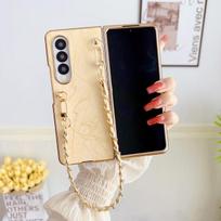 For Samsung Galaxy Z Fold 4 3 Case Luxury Electroplated Painted With Bracelet Shockproof Protection Hard Back Cover Accessories for Samsung Z Fold 3