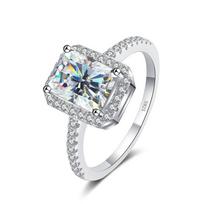 Bague Ringen sertifikuotas spinduliuojančio kirpimo moissanito sužadėtuvių žiedas 1 arba 2 ct deimantų pasiūlymo žiedai sterlingo sidabro Weddig juostos dovanos 1ct No.5 balta