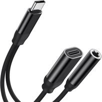 USB C iki 3,5 mm ausinių ir įkroviklio adapteris [2 viename] C tipo iki 3,5 mm Aux adapteris
