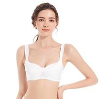 Wide Strap Satin Double Row Adjustable Closure Bra Invisible Back Sexy Lace Trim Non-marking Moulded Cup Underwear S balta