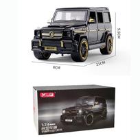 1:24 mastelio BRABUS Benz G65 metalinio liejimo žaislinis automobilio modelis, didelio modeliavimo žaislinė transporto priemonė su garsu ir šviesa, atsitraukiama automobilio dovanos 1/24-21x9.5x8cm juoda