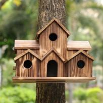 1 vnt. naminis medinis namas paukščiui, kabantis paukščių lizdas lauko kiemo sodo dekoravimui Bird Nest-1pc beige