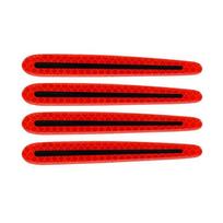 3D Car Reflective Sticker Tape Reflector Fender Warning Exterior Bowl Bumper Car Accessories Strip Cover Door Handle Red  4PCS