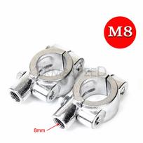 Pair 7/8  22mm Motorcycle Handlebar Mirror Mount Clamp Aluminum 8mm/10mm Rearview Mirror Mount Holder Adaptor for Scooter 8mm Silver Color gray