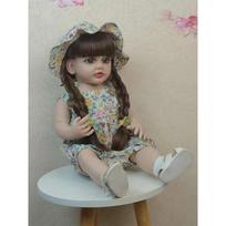55cm 22inch Reborn Dolls Lifelike Reborn Baby Girl Doll Soft Silicone Long Brown Hair Realistic Toddler Doll Birthday Gift